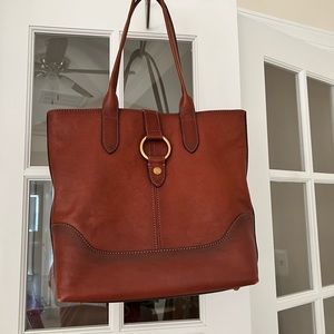 Frye brown/tan leather tote